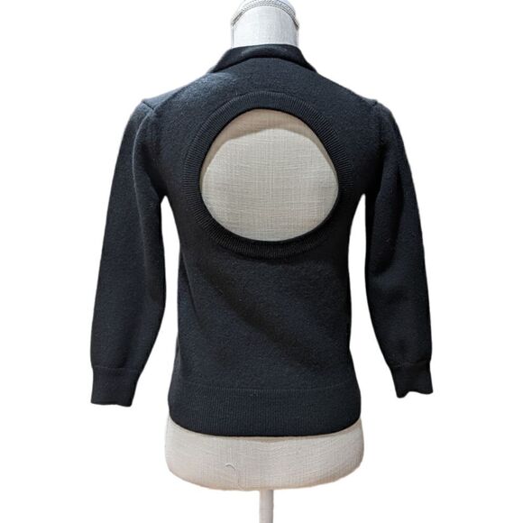 T Alexander Wang Black Merino Wool Open Back Button Front Cardigan Size XS - Picture 4 of 8